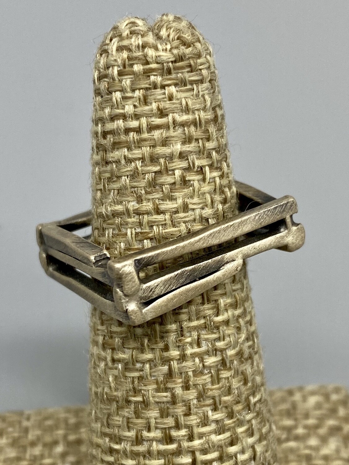 Sz 7 Brushed, Oxidized Sterling Silver Square Ring - Terri Logan - Richmond IN 