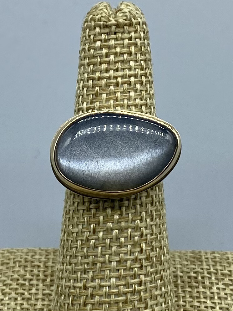 Grey Moonstone Ring, Smooth/Asymmetrical, 14k and s/s - Jamie Joseph - Seattle WA