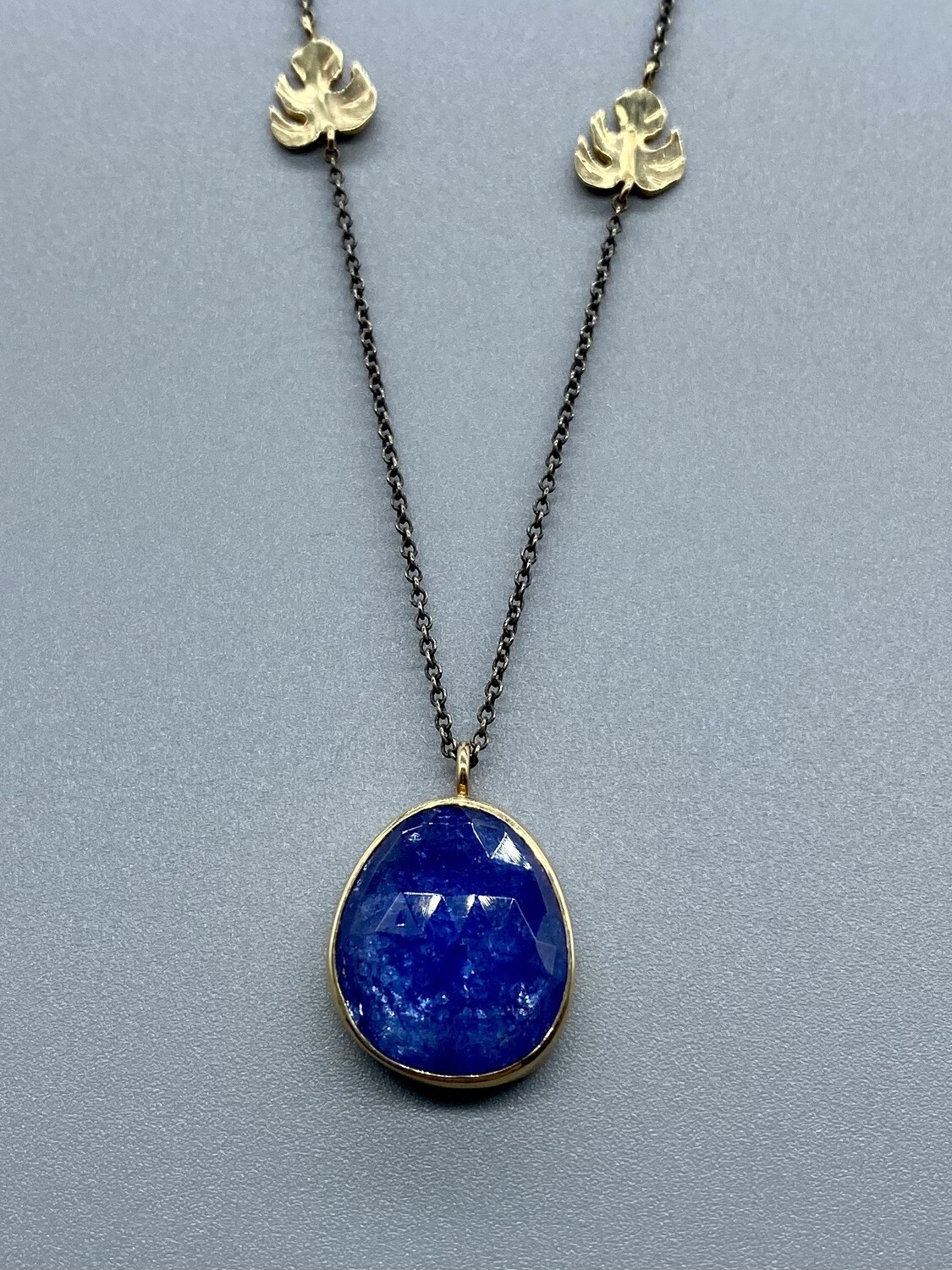 Asymmetrical Rose Cut Tanzanite, 14k Bezel and 14k Leaf Accents - Jamie Joseph - Seattle WA