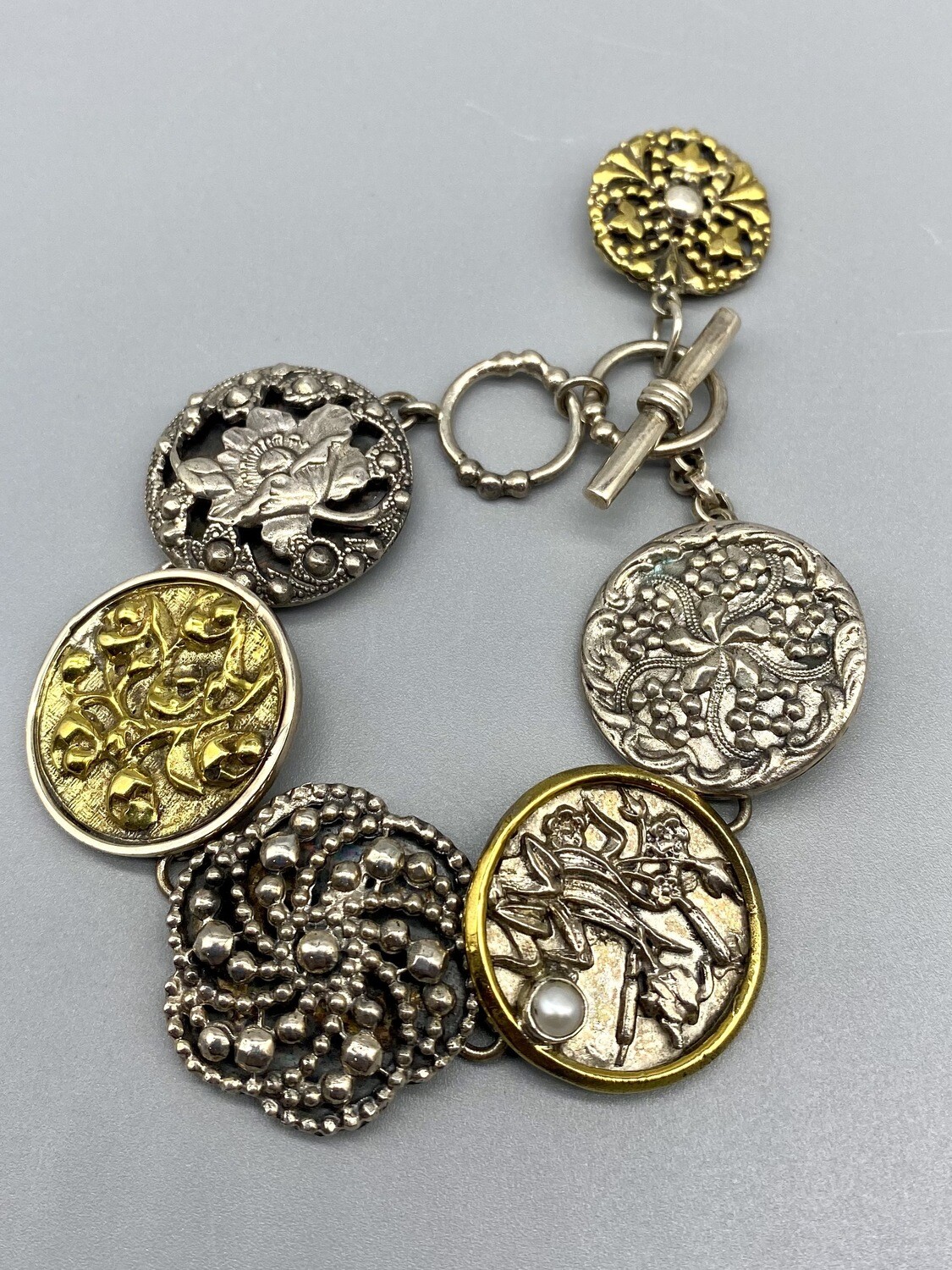 Sterling, Bronze, Pearl Bracelet