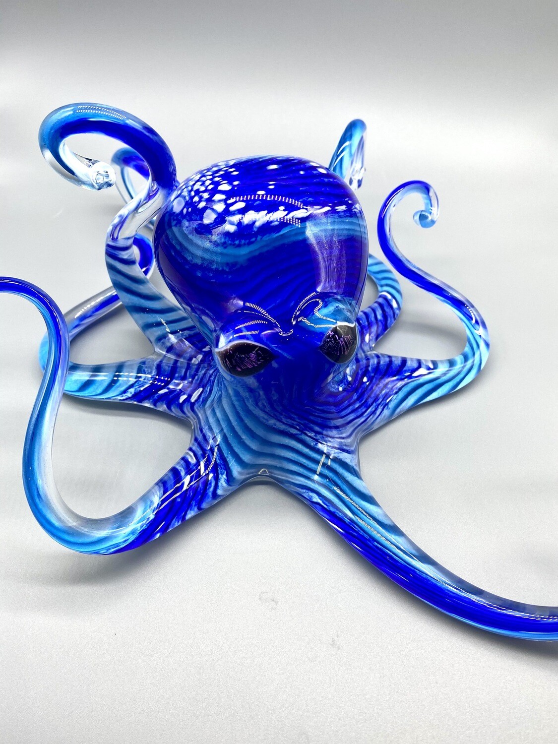 Medium, Handblown Blue Turquoise Octopus, Michael Hopko Weaverville, CA