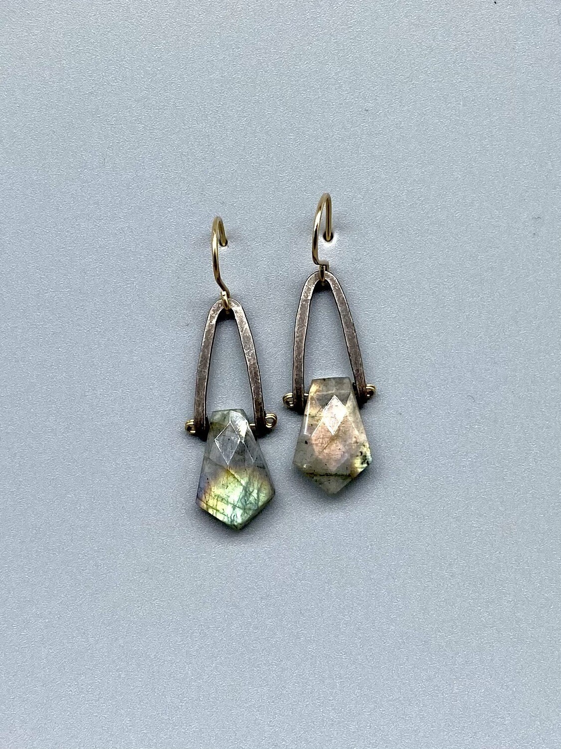 Labradorite Drop Earrings, Sterling Silver, Vermeil - Calliope - Seattle WA 