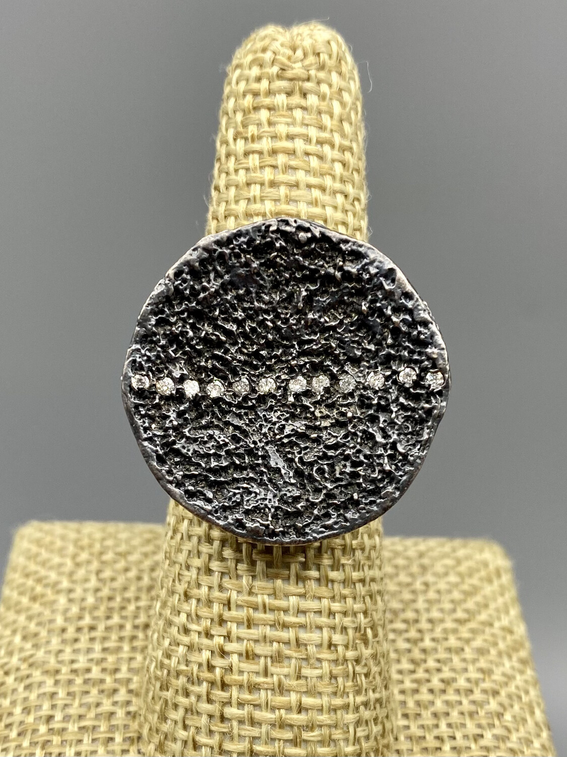 Sz 6.5 Sterling Silver Lava Stripe Ring w/Diamonds - Branch Jewelry - Venice CA