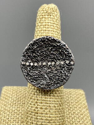 Sz 7 Sterling Silver Lava Stripe Ring w/Diamonds - Branch Jewelry - Venice CA