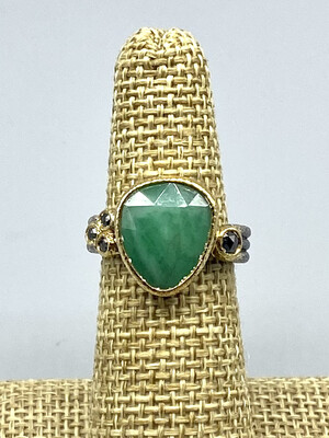 Sz 7 Free Form Emerald Ring in 18k and Sterling Silver Triple Band -  Rona Fisher Philadelphia PA