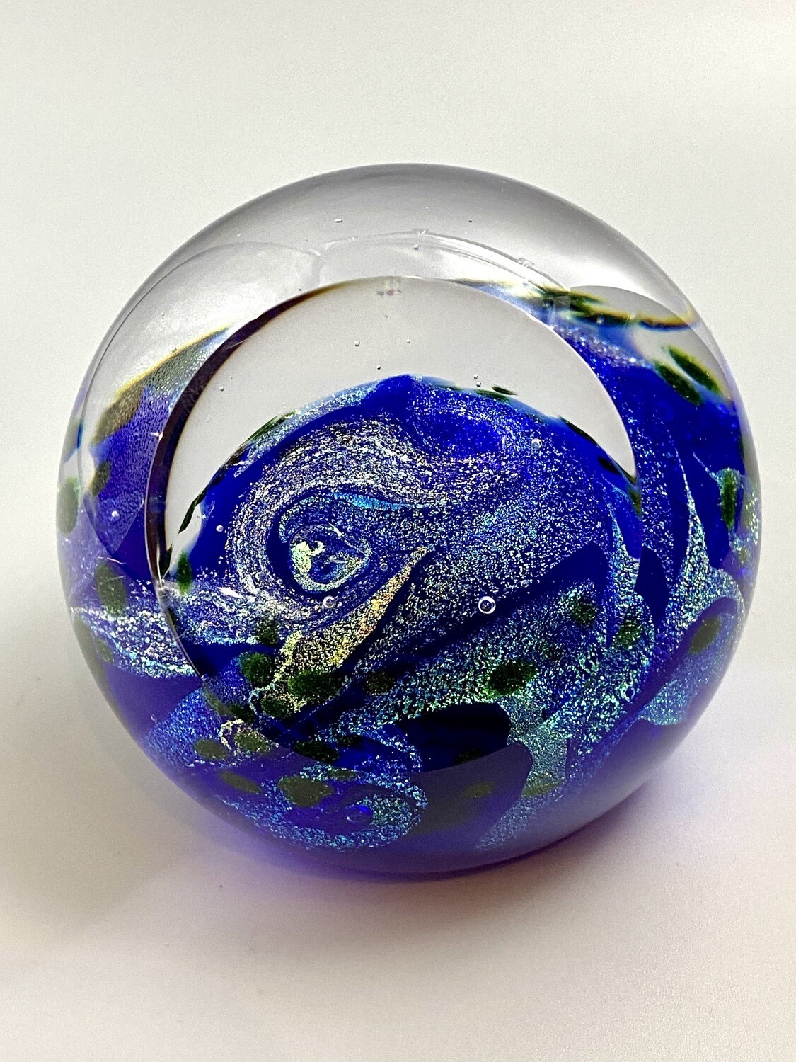 2234PWC Blue Planet Handmade Paperweight, Glass Eye Studio, Seattle WA