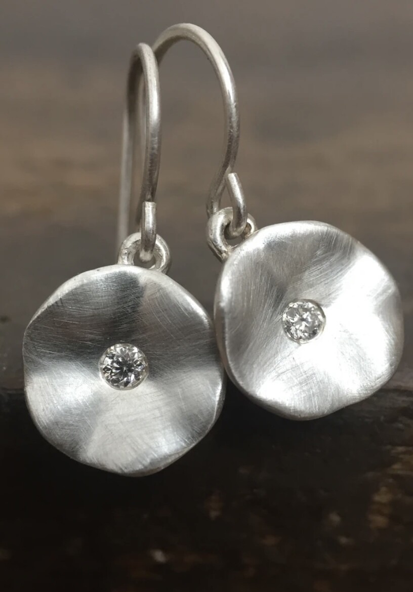 Sterling Silver Seed Diamond Earrings - Branch Jewelry - Venice CA