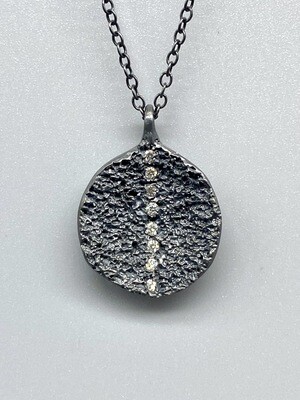 18" Small Lava Stripe Pendant Necklace, Oxidized Sterling Silver - Branch Jewelry - Venice CA