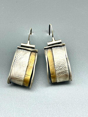 One of a Kind, Embossed Bronze and Sterling Earrings - Terri Logan - Richmond IN