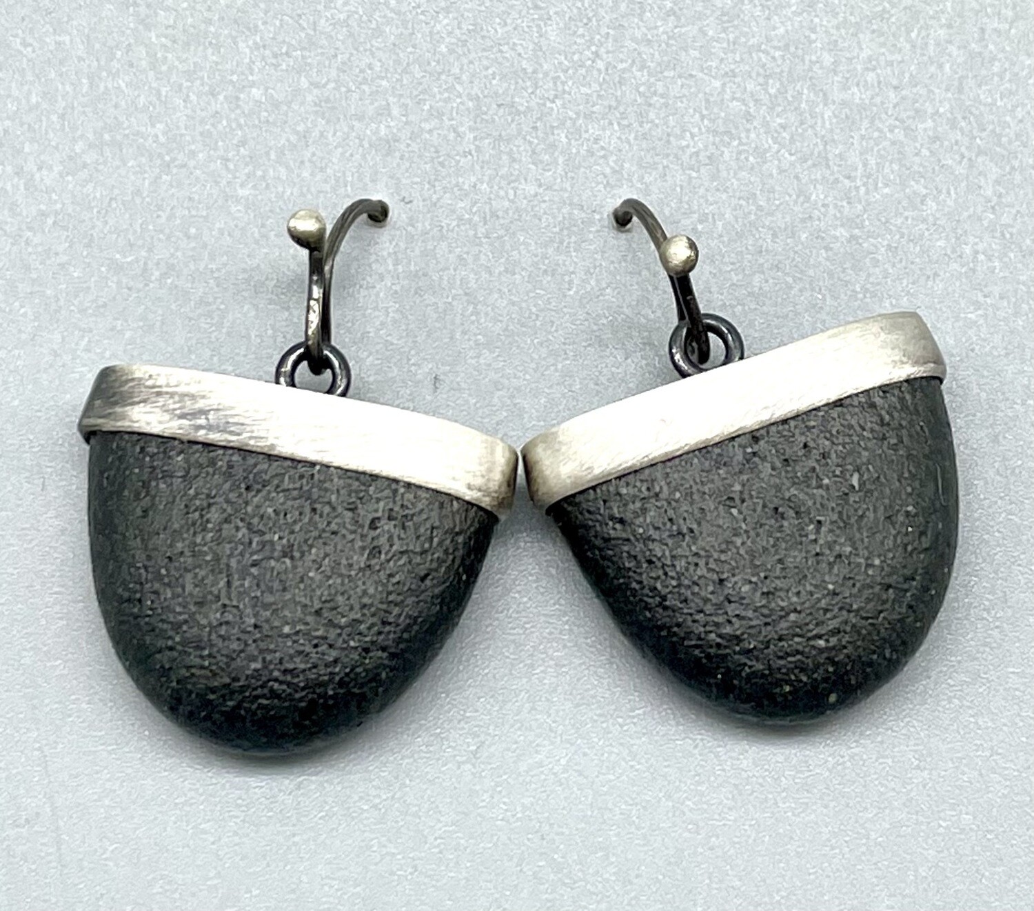 Black Riverstone Sterling Silver Earrings - Terri Logan - Richmond IN