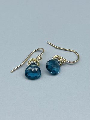 14k Gold Cord, London Blue Quartz Earrings - by  Danielle Welmond - CA