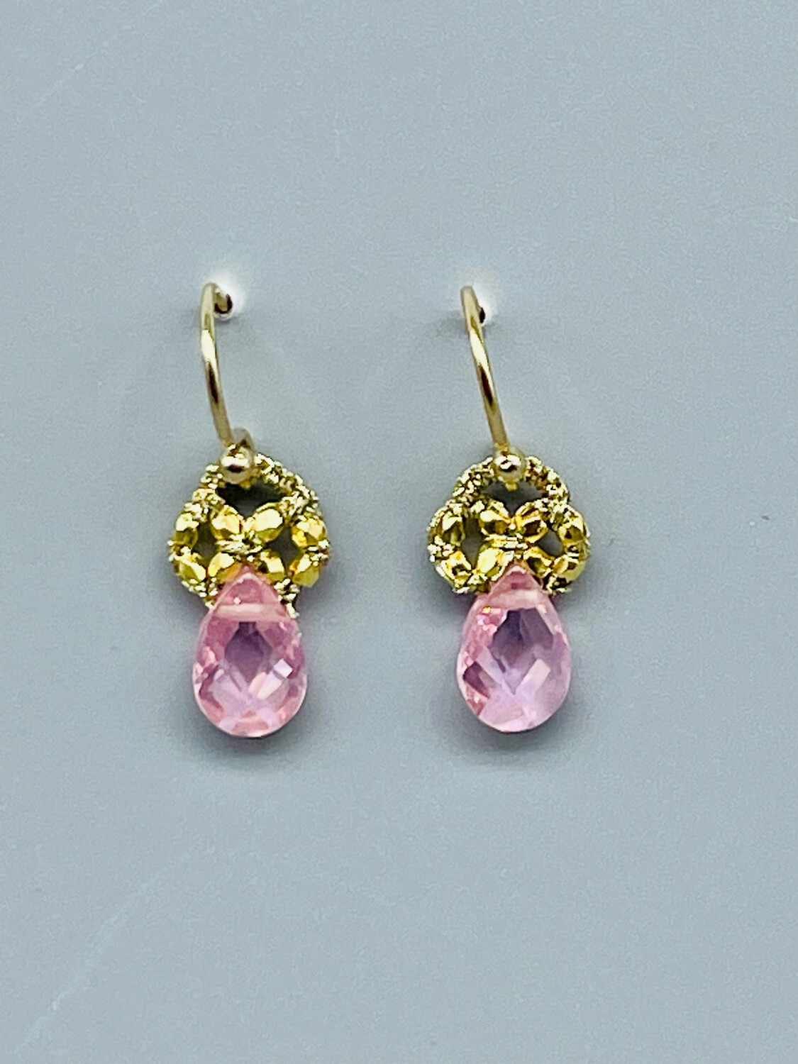 Pink Quartz 14k Gold Vermeil Earrings - by Danielle Welmond - CA