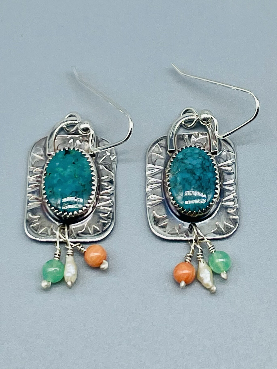 Turquoise Earrings, Sterling Silver - Angela Duffin Haverton PA