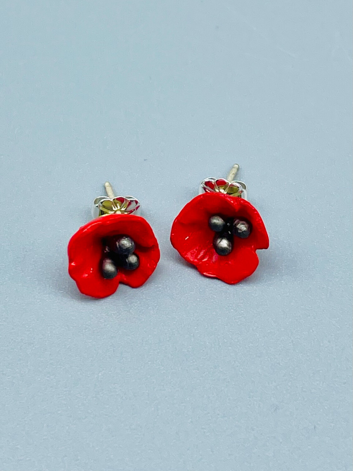 4965BZPK Red Poppy Post Earrings, Michael Michaud - Bellmore NY