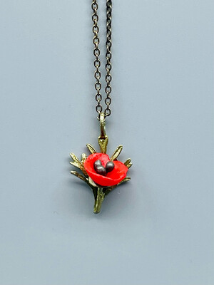 Red Poppy Pendant Necklace