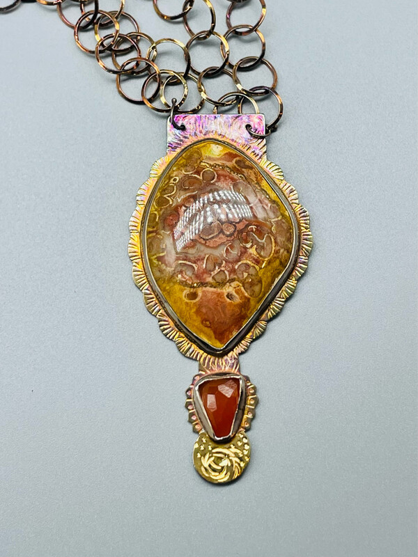 Ocean Jasper, Carnelian Necklace, 18k, SS - Julie Shaw - Cocoa FL