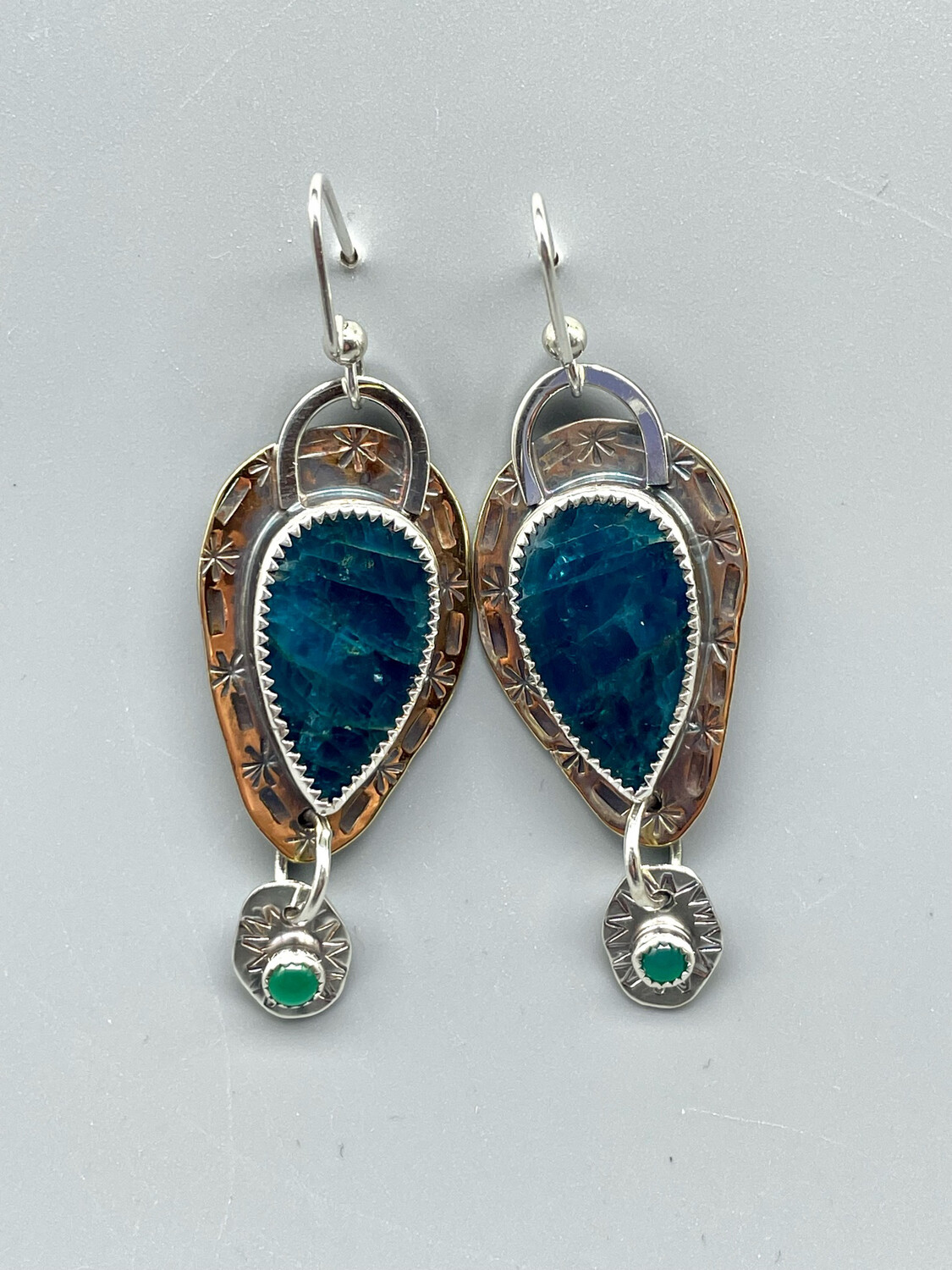 Kyanite/Green Onyx Earrings, SS - Angela Duffin, Haverton PA