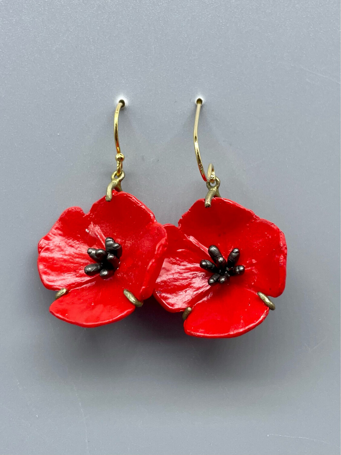 4966BZPK Red Poppy Earrings, Michael Michaud, Bellmore, NY