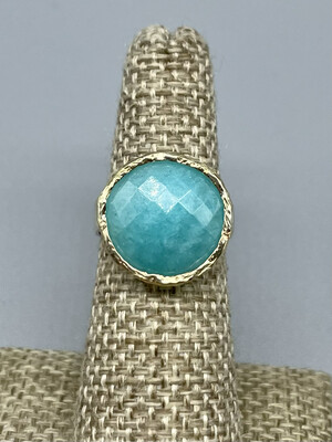 Sz 6 Amazonite Ring, SS & 14k  - Danielle Welmond, Playa del Rey, CA
