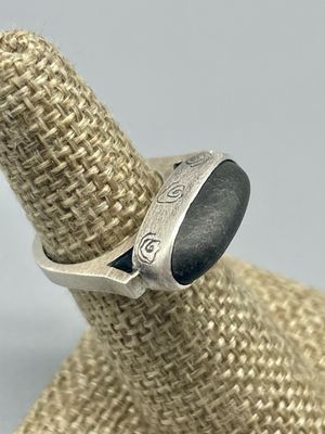 (Sz 6) Basalt Ring,  Brushed Sterling Silver, Terri Logan, Richmond IN