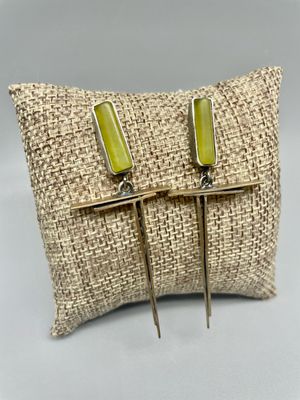 New Jade Earrings, Brushed Sterling Silver, Terri Logan, Richmond IN