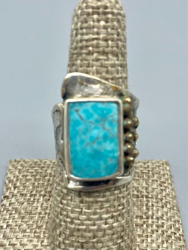 (8) Turquoise Ring, SS/14k -  Tamara Kelly, Ferndale WA