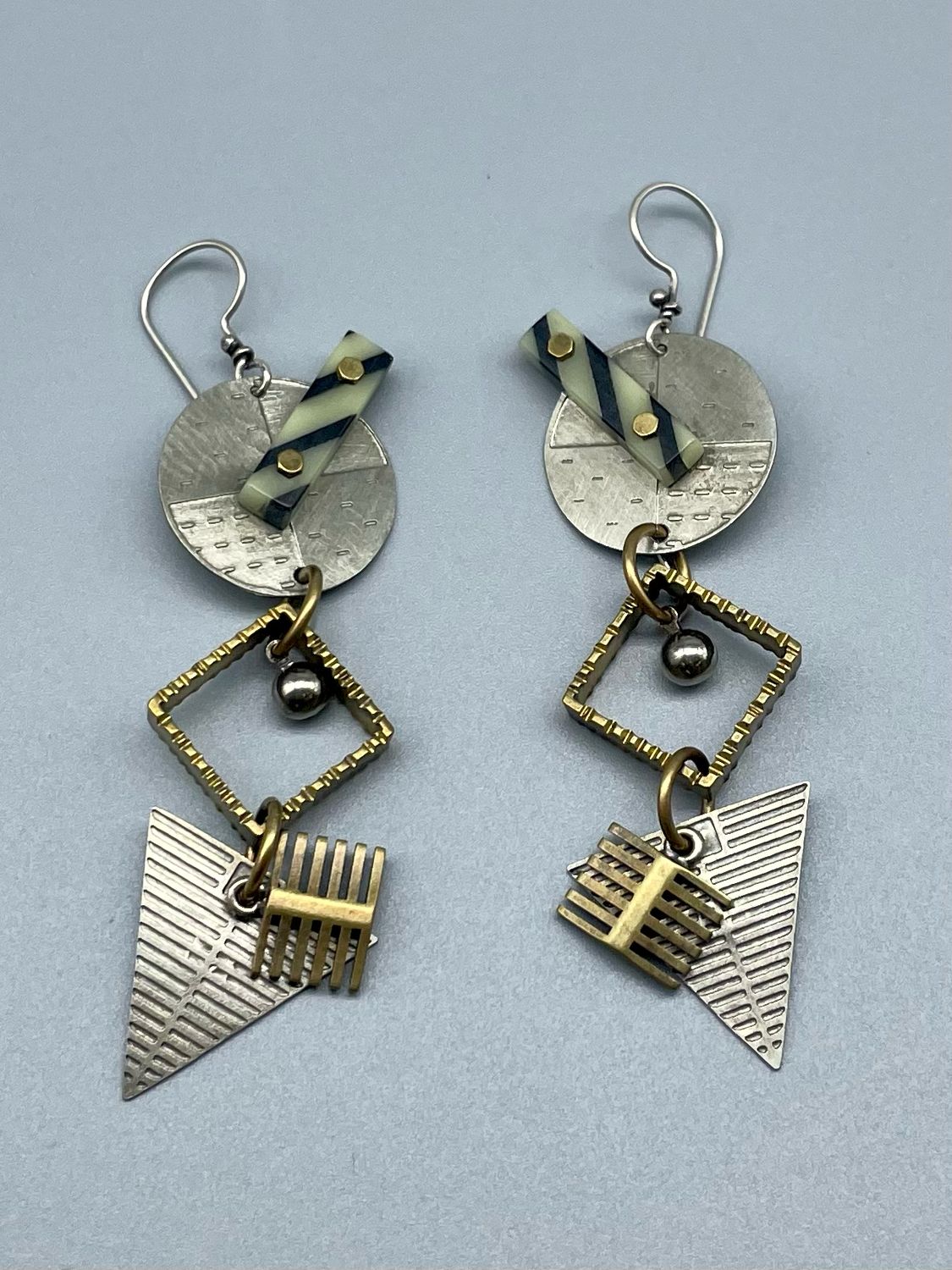 Techno Etched Collage Totem Earrings