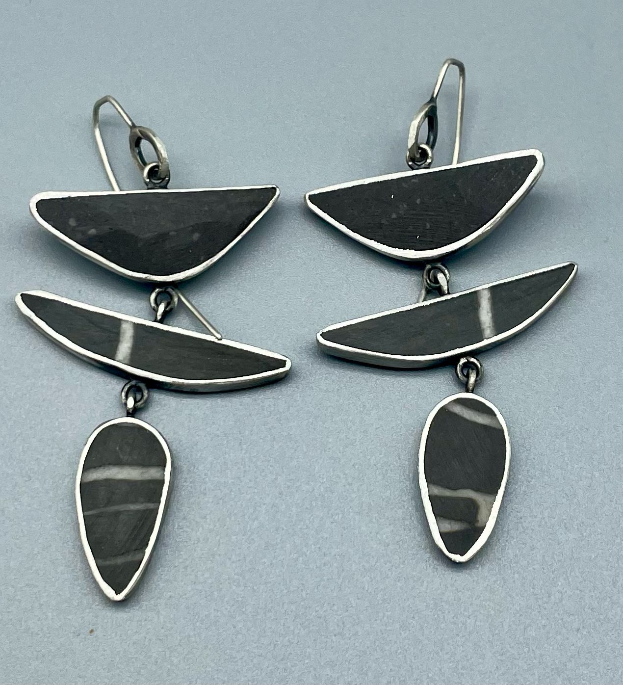 Sandstone Earrings, Brushed Sterling Silver, Terri Logan, Richmond IN