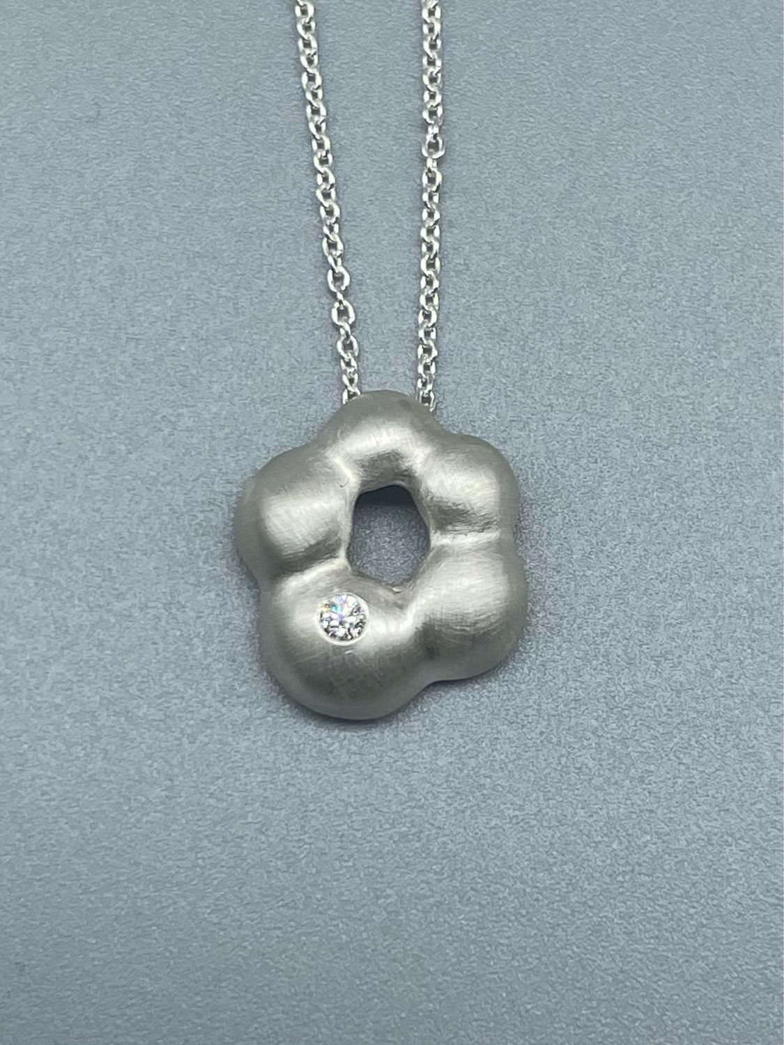 17" Diamond Cinquefoil Necklace, SS - Branch Jewelry - CA