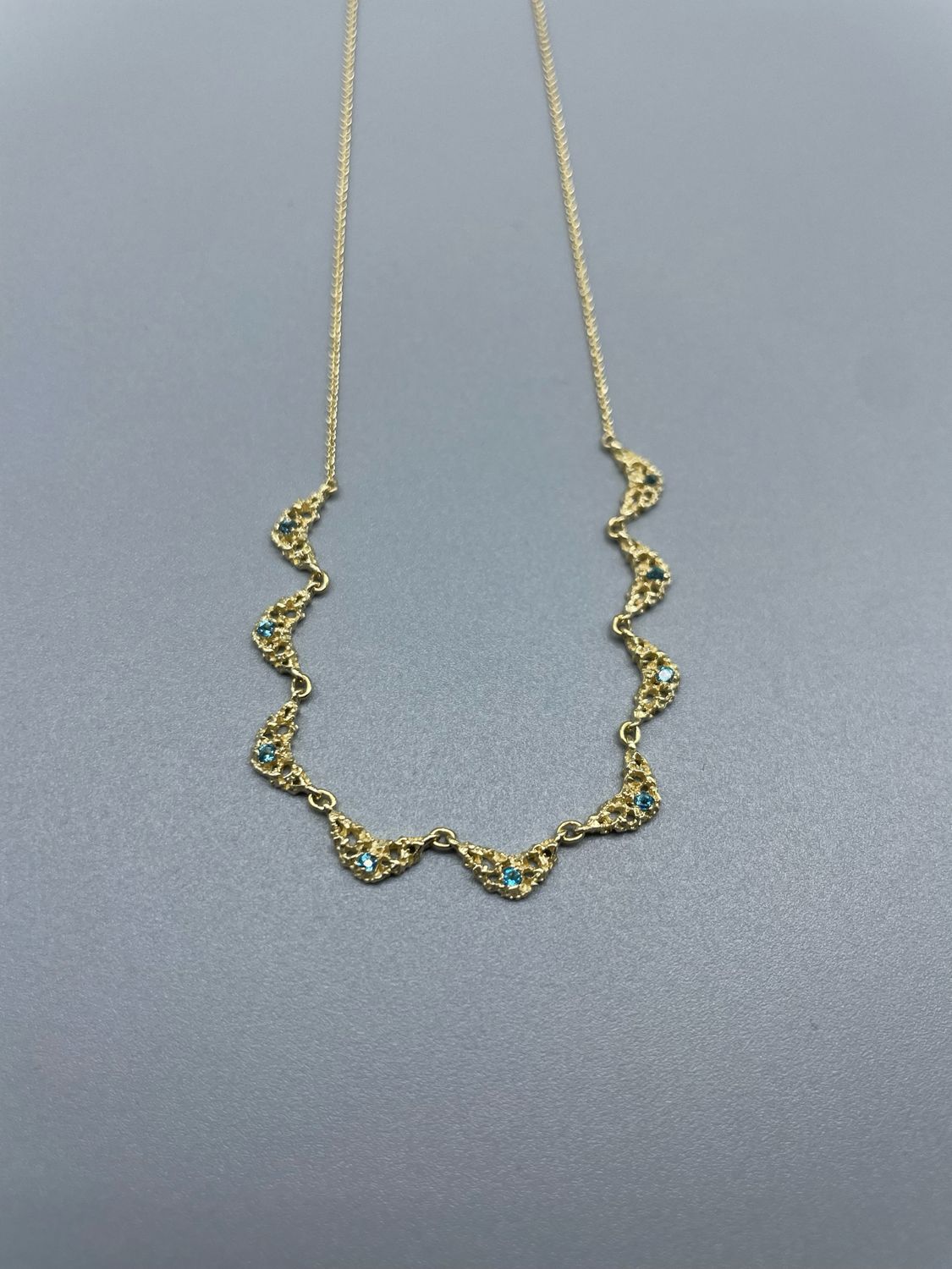 18.5" Blue Topaz Necklace, 14k, Branch Jewelry, California