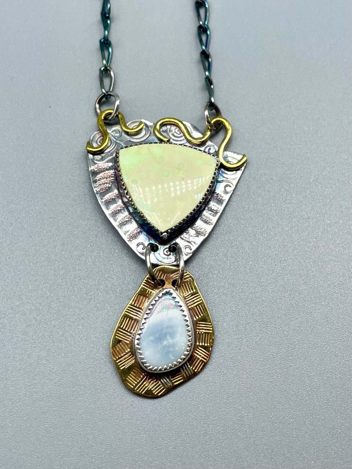 Approx 18" Lemon Chrysoprase, Opal Necklace - Angela Duffin, Haverton PA