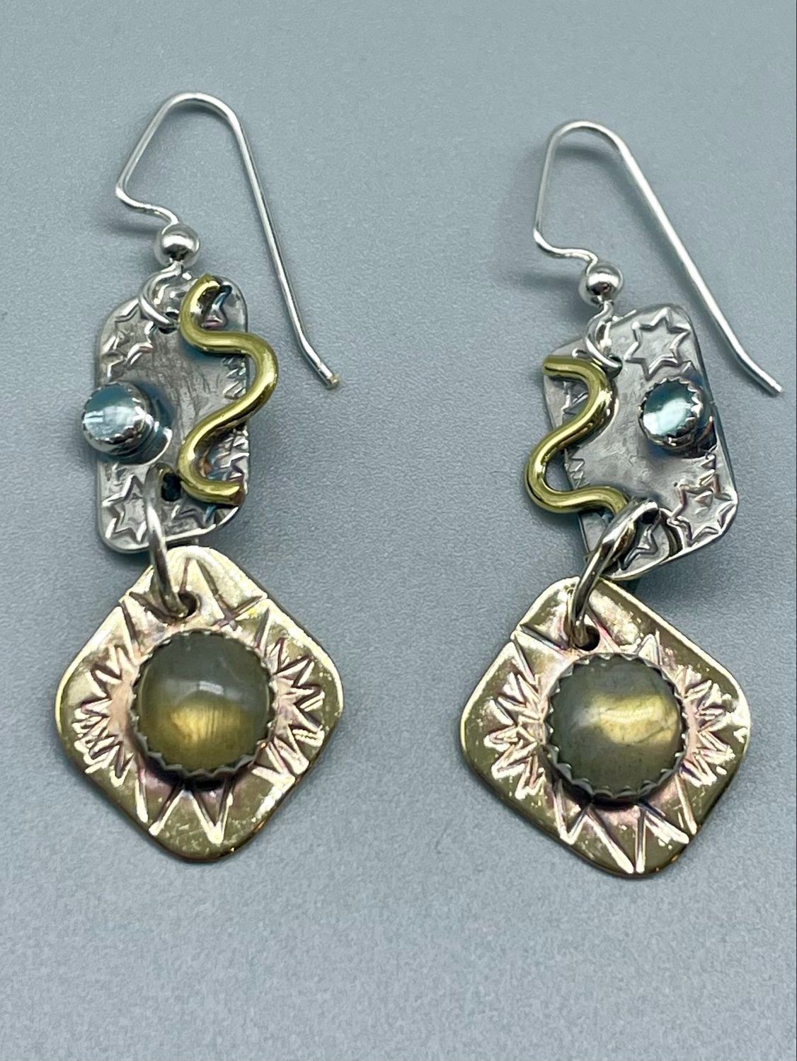Blue Topaz & Labradorite Earrings, SS - Angela Duffin, Haverton PA
