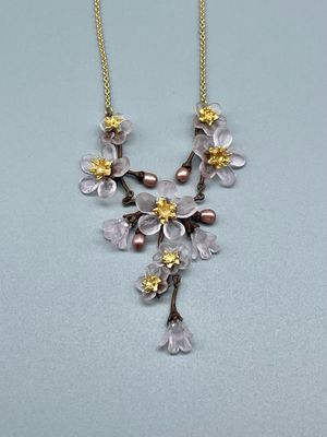 9545BZ 16-18" Adj Cherry Blossom Necklace, Michael Michaud, Bellmore NY