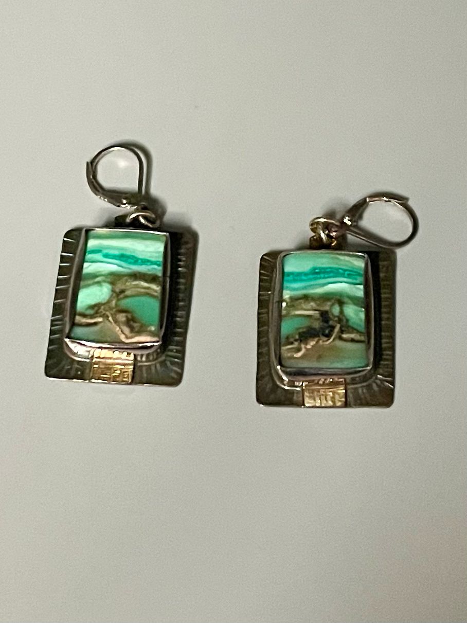Blue Opal Wood Earrings