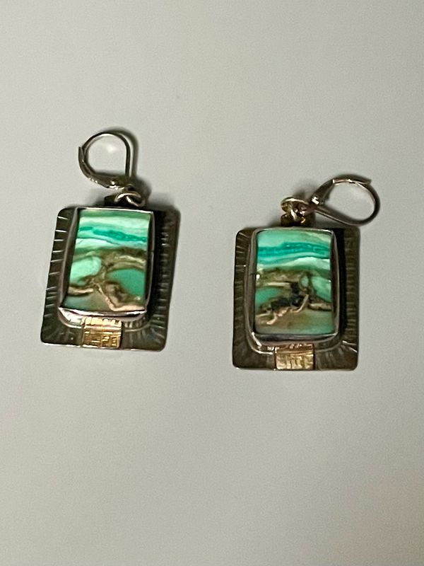 Blue Opal Wood Earrings