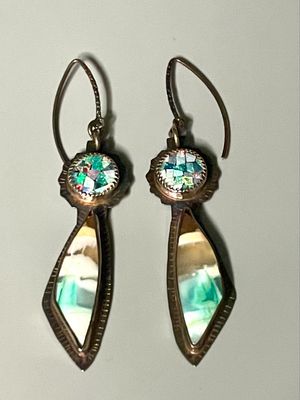 Mosaic Opal/Blue Opal Petrified Wood Earrings