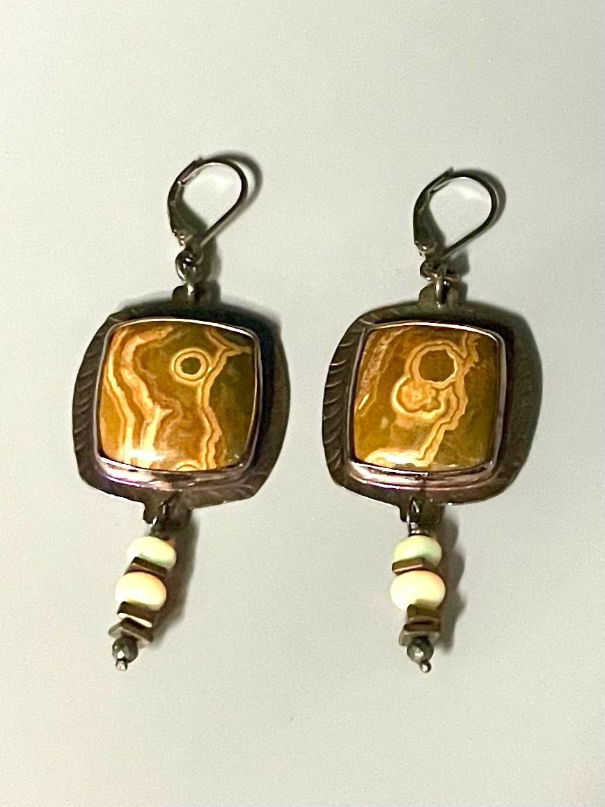 Ocean Ranch Jasper Earrings w/Opal Dangle