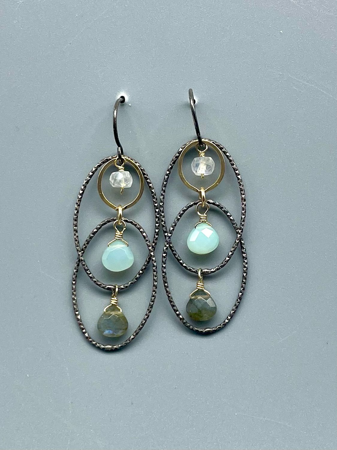 SE406 Chalcedony/Labradorite Earrings SS & Vermeil - Calliope - Seattle, WA
