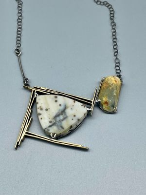 Picasso Jasper & Calcite w/Bronze Necklace