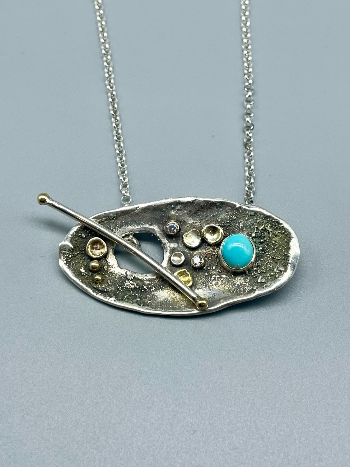 Turquoise, White Topaz Necklace