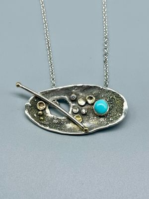Turquoise, White Topaz Necklace