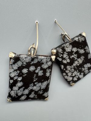 Obsidian Snowflake Earrings