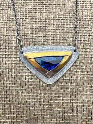 Faceted Blue Kyanite Pendant Necklace