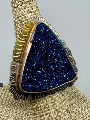 Titanium Plateo Druzy Ring
