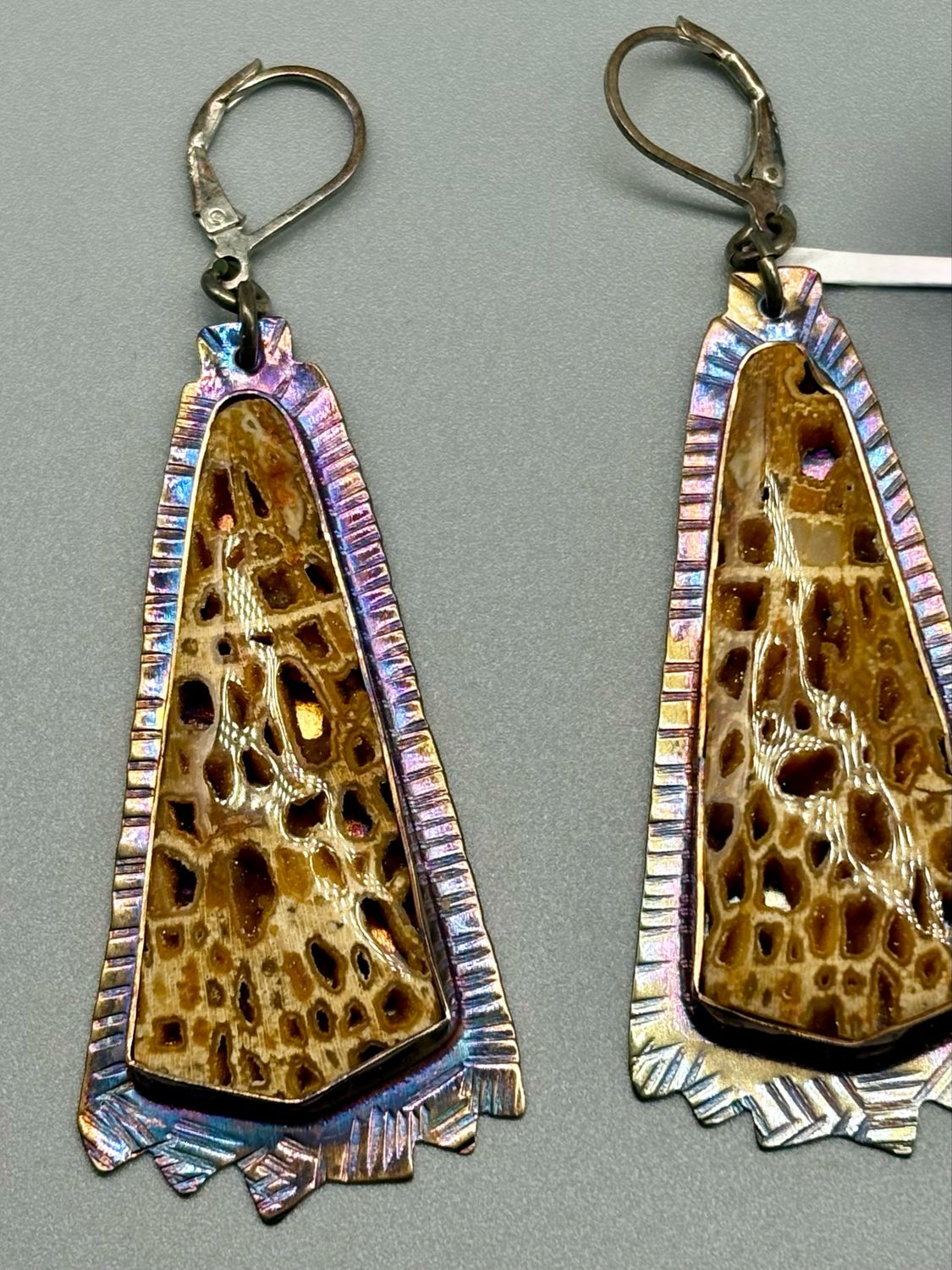 Petrified Wood Druzy Earrings