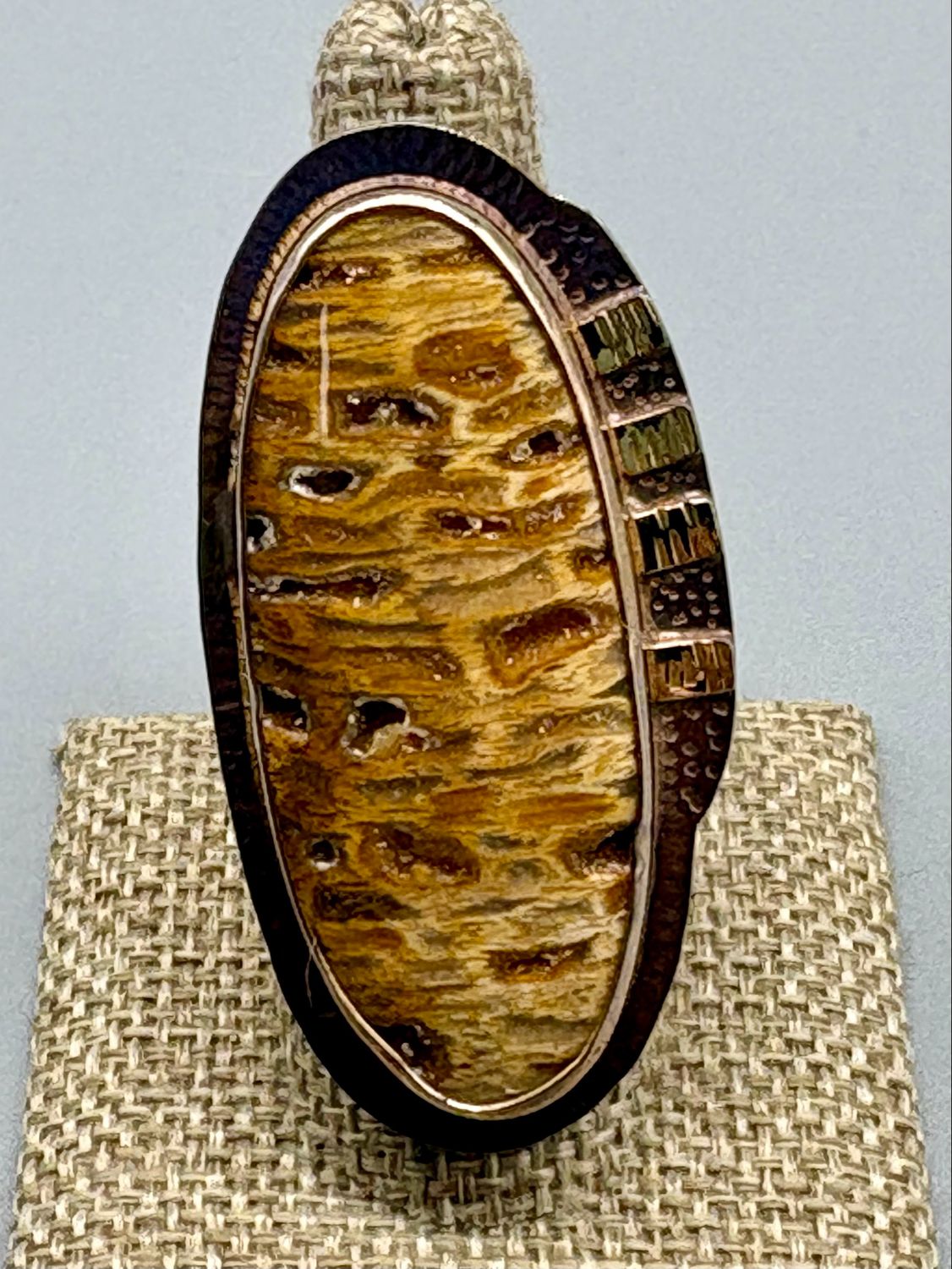 Petrified Wood Druzy Ring