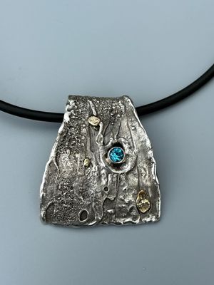 Blue Topaz Pendant Necklace 14k Accents