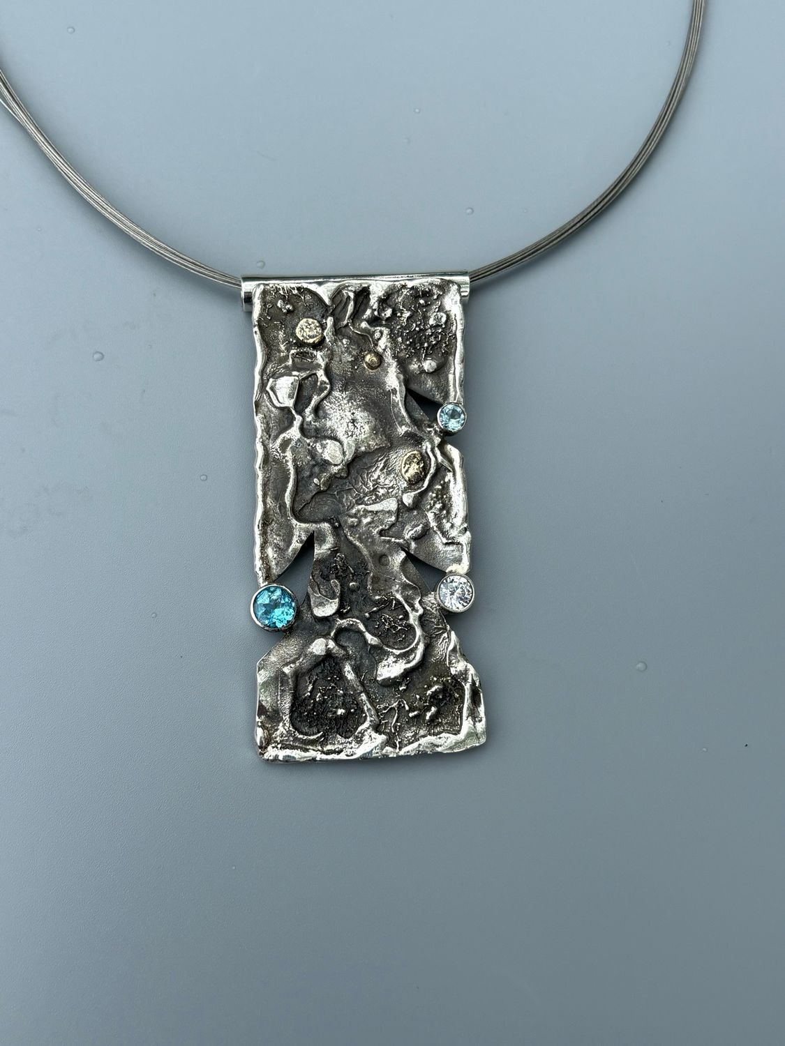 Reticulated Necklace 14k Accents, White/Blue topaz, SS - Tamara Kelly, Ferndale WA