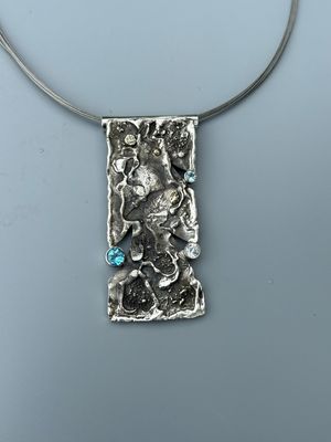 Reticulated Necklace 14k Accents, White/Blue topaz, SS - Tamara Kelly, Ferndale WA
