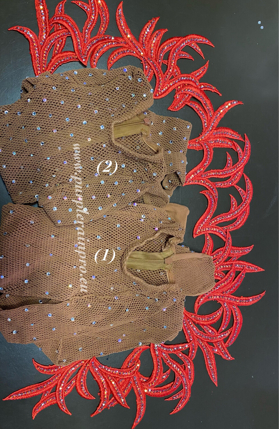 Tuta Rete Fishnet Professionale con Stras sparsi Swa (girocollo) (REDLINE Collant Danza)